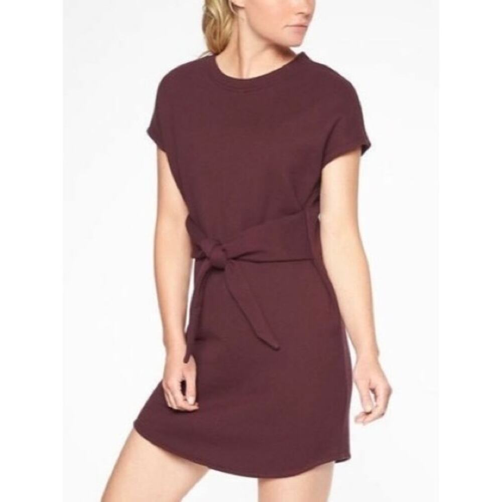 Athleta Embrace Sweatshirt Dress Maroon size XS Cotton Blend Athleisure‎